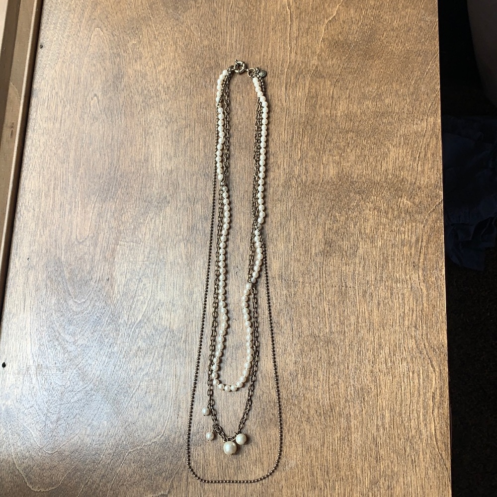 J crew layered necklace pears